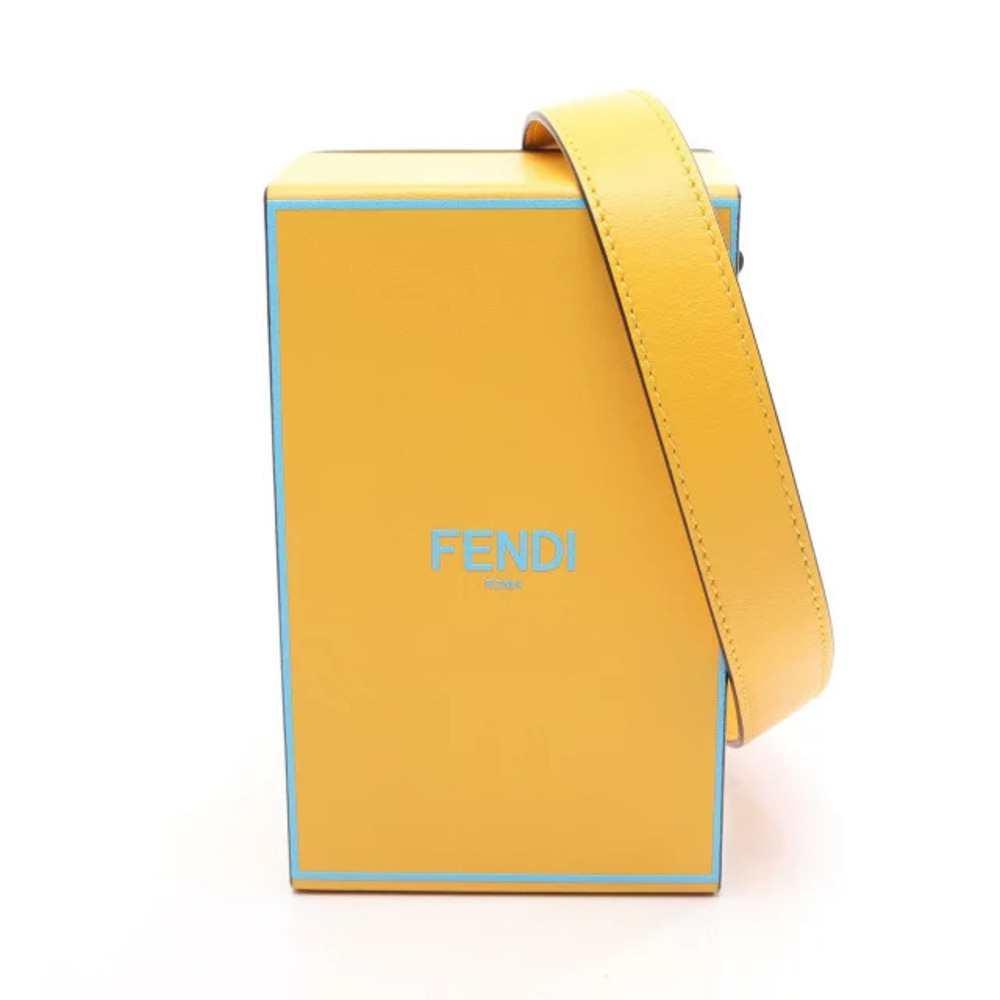 Fendi leather Vertical Box Crossbody Bag boxy Roma logo Yellow